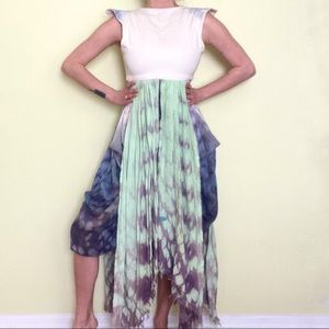 Unique funky tiedye pastel layered apron dress M
